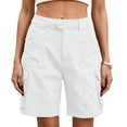 thumbnail image 2 of Mifsaly Womens Utility Cargo Shorts with Flap Pockets High Waisted Outdoor Hiking Shorts Lightweight Breathable Casual Summer Outfits 2026 White,M, 2 of 5