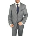 thumbnail image 6 of Mens Ticket Pocket 3-piece Gray Wool Trim Fit Vested Suit, 6 of 7