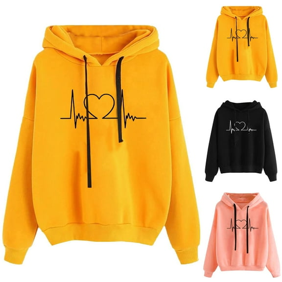 Sweatshirt for Women Heart Print Lightweight Thanksgiving Pullover Tops Blouse Zip Up Hoodies for Women Zip Up Hoodies for Women Pink S