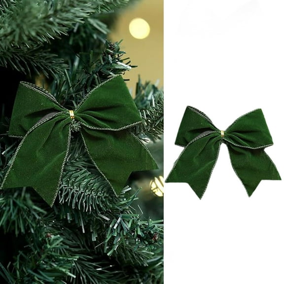 5.9 Inch Velvet Christmas Bow - Ombre Rose Gradient Polyester Decoration for Wreaths, Gift Wrapping & Holiday Party Decor (Green)