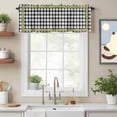 thumbnail image 2 of Summer Lemon Valance Curtain Floral Leaf Black White Buffalo Plaid Window Valances Rod Pocket Short Curtains Window Treatments for Kitchen Bedroom Bathroom Laundry 60" x 18", 2 of 9
