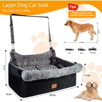 Dog Car Seat for Large/Medium Dogs up to 55lbs, Rear Seat Booster with Safety Straps & Washable Cover, Pet Travel Bed for Cars/Home/Park/Trunk (Gray, Extra Large)