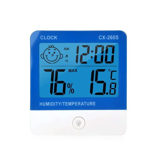 Amdohai Digital Thermo-Hygrometer Thermometer Hygrometer Indoor Room Temperature Humidity Gauge Meter Alarm Clock LCD Display