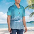 thumbnail image 4 of Hawaiian Shirt for Men - Waves and Boats on the Beach Casual Summer Beach Shirts Mens Short Sleeve Button Shirts, 4 of 7