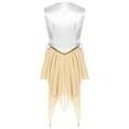 thumbnail image 2 of TiaoBug Womens Color Block Praise Lyrical Dance Dress Tunic Sides Split Irregular Liturgical Dancewear Gold S, 2 of 5