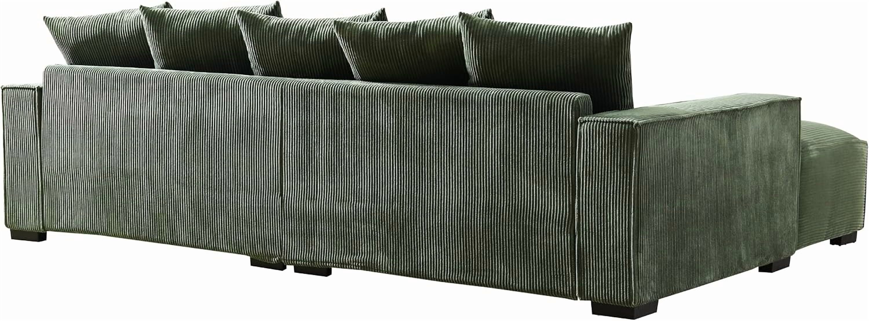 106.7-Inch L Shaped Loveseat and Chaise, Luxe Large Two-Piece Right Facing Sectional Sofa for Living Room,Upholstered with Corduroy Fabric, Left Facing Dark Green