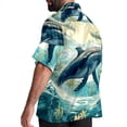 thumbnail image 3 of Whale Men's Short Sleeve Hawaiian Shirt, Casual Printed Button Down Beach Tops for Summer, Spread Collar Mens Shirts Unisex, 3 of 6
