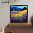 thumbnail image 2 of 2D Flat 1Pc Wood Frame Sign Wildflowers near the mountains, Landscape Square Wall Art Paintings Ideal Gift For Living Room Bedroom Corridor Wall Decor Room Decoration Ready to Hang 8x8inch, 2 of 9