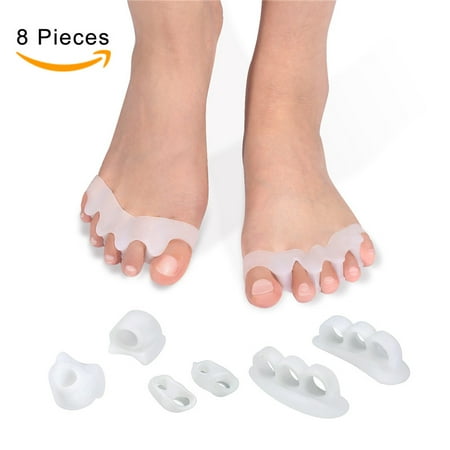 4 Pairs Soft Gel Toe Separator&Stretcher Bunion Corrector Splint kit Bunions Relief Straightener and Spreader One Size Fits All Bunions Treatment for Bunions (Best Treatment For Corns Between Toes)