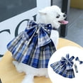 thumbnail image 2 of Stylish Pet Clothes Cute Plaid Print Dog Harness Dress with Bowknot for Small Ideal for Indoor Outdoor Activities, 2 of 5