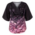thumbnail image 4 of Camiseta de blusa estampada de manga media con cuello en V informal de verano para mujer Pompotops  hkajfhjk471461, 4 of 5