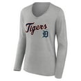 thumbnail image 2 of Women's Gray Detroit Tigers Team Lockup Long Sleeve V-Neck T-Shirt, 2 of 3