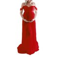 thumbnail image 1 of Vestido de maternidad, vestido largo de maternidad, vestido largo de maternidad con hombros descubiertos, vestido largo para mujer embarazada, experiencia incomparable, 1 of 6
