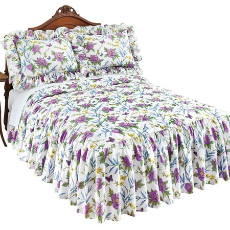 Marlena Lavender And Yellow Floral Bedspread With Ruffled
