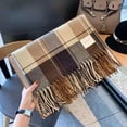 thumbnail image 2 of Luxury Plaid Scarf Winter Warm Cashmere Women Long Bandana Pashmina Foulard Female Scarves Tassel Shawl And Wraps 2022 Design, 2 of 5