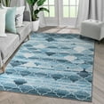 thumbnail image 2 of Modern Area Rug, Geometric Pattern Print Velvet Plush Carpet Distressed Accent Rug, 2 of 9