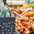 thumbnail image 2 of Yellow Retro Daisy Shopping Bag - Foldable, Washable & Spacious Reusable Tote for Groceries, 2 of 6