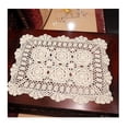 thumbnail image 1 of CHOK Rectangular Cotton Handwork Crochet Lace Table Runner Doilies for Coffee Table Dresser Scarf Centerpieces Décor 2PC, 1 of 5