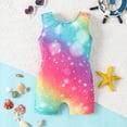 thumbnail image 6 of Toddler Girl Bathing Suit Girls Gradient Crew Neck Sleeveless One Piece Swimsuit with Star Print Tankini Style Summer Swimwear for Toddlers Multicolour 7 Years-8 Years, 6 of 7