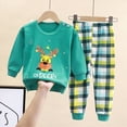 thumbnail image 2 of TOWED22 Toddler Kids Baby Boy Fall Outfits 1T 2T 3T 4T 5T Color Block Long Sleeve Tops Drawstring Pants Winter Clothes Sets(Green,3-6 M), 2 of 4