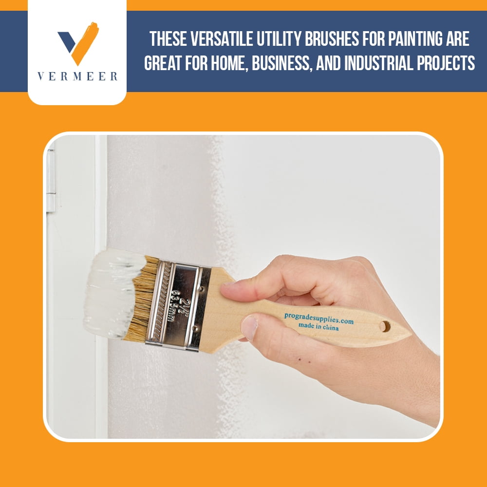 Vermeer Chip Paint Brushes - 96-Pack - 2.5" Chip Brushes for Paints, Stains, Varnishes, Glues