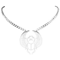 Scarab Necklace Silver 316L Stainless Steel Ancient Egyptian Beetle Pendant