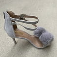 thumbnail image 5 of X2B Catrina-4 Natural Pom Pom Open Toe Dual Ankle Strap Heel Sandals, 5 of 6