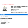 thumbnail image 2 of Brake Master Cylinder - Compatible with 2008 - 2012 Jeep Liberty 2009 2010 2011, 2 of 2