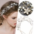 thumbnail image 2 of Adornos para el pelo de novia, diadema, accesorios para el pelo, adornos hechos a mano, flores, hojas blancas, cadenas suaves, diademas para el pelo, 2 of 8