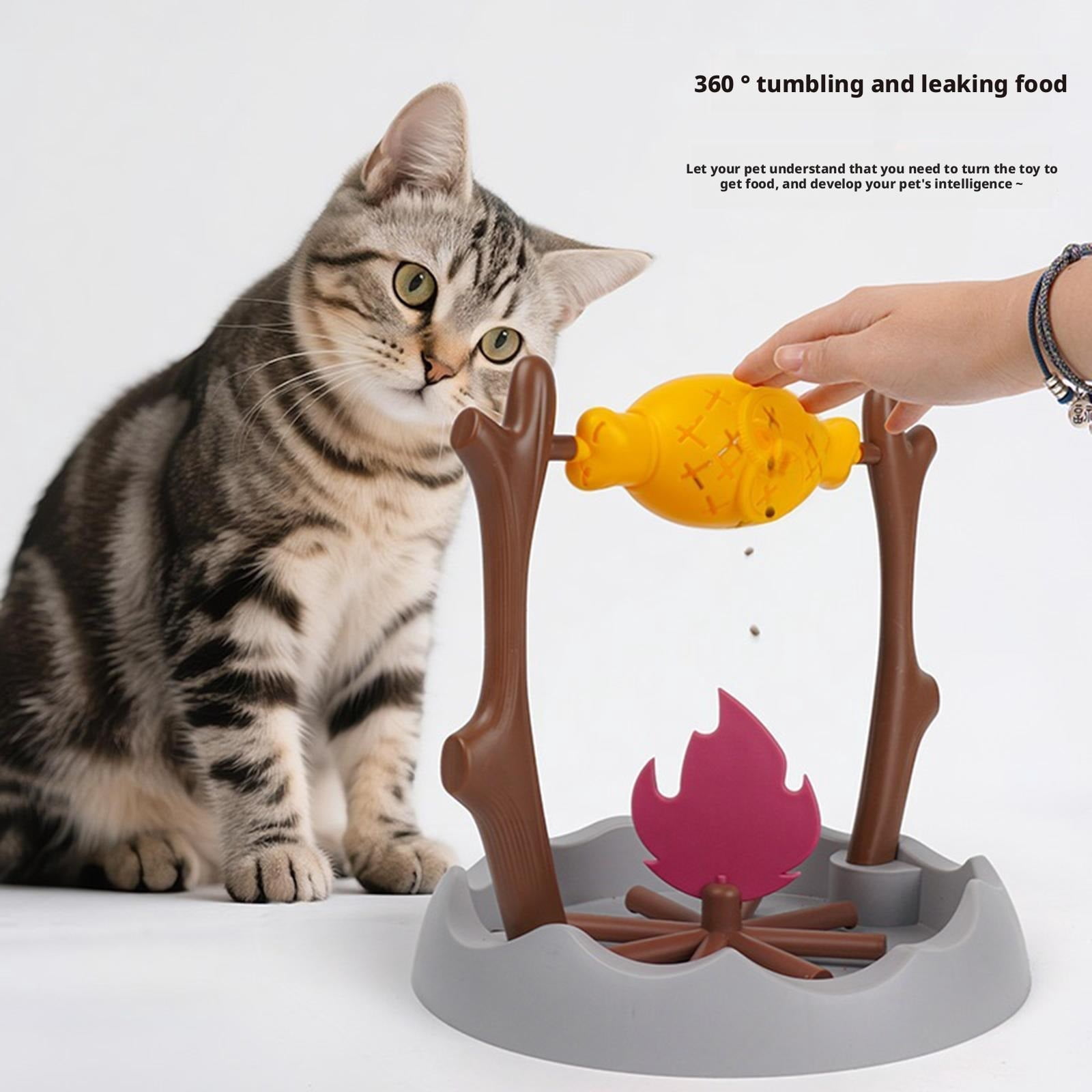 Pet BBQ Feeder Toy Rotatable Treat Dispensing Long-Lasting Interactive Cat Toy