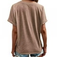 thumbnail image 4 of Xmarks Women's Summer Button Short Sleeve T-Shirt Summer V-Neck Solid Color Casual top Khaki S, 4 of 5
