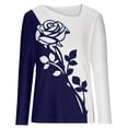 thumbnail image 5 of Babysbule Womens Casual Floral Printing Tops V-Neck Long Sleeve Loose Flowers T-Shirt Blouse s, 5 of 6