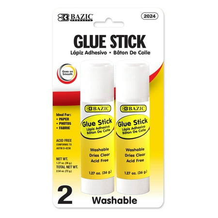 BAZIC Glue Stick 36g/1.27 Oz, Acid Free Glue (2/Pack), 1-Pack