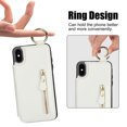 thumbnail image 7 of Allytech Wallet Case for iPhone XR, Card Holder & Zipper Pocket, Finger Grip Ring, Screen & Camera Protection, Luxury PU Leather Kickstand Double Buttons Flip Shockproof Case - White, 7 of 7