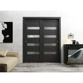 thumbnail image 6 of Sliding Closet Bypass Doors 36 x 84 inches | Quadro 4113 Matte Black Frosted Glass | Sturdy Rails Moldings Trims Hardware Set | Wood Solid Bedroom Wardrobe Doors, 6 of 6
