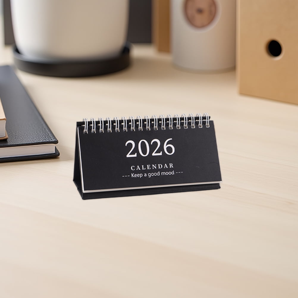 WEUVEB 4Pcs Small Desk Calendar 2026 Elegant Flip Planner with English Dates for Office and Home
