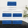 thumbnail image 2 of Ample Decor Washcloths 12 x 12 inch 20 Piece 600 GSM 100% Cotton, Lightweight, Quick Drying Fingertip Towels for Bathroom, Gym, Kitchen - White & Navy, 2 of 5