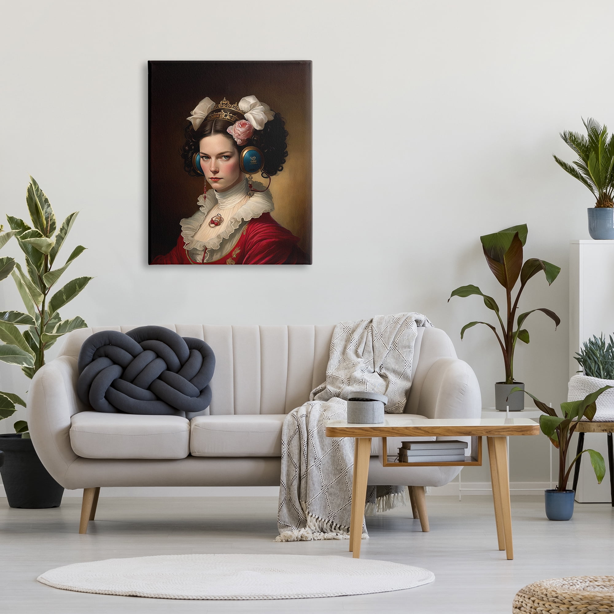 Stupell Industries Classic Girl Wearing Headphones Beauty & Fashion Painting Gallery Wrapped Canvas Print Wall Art, 30 x 40