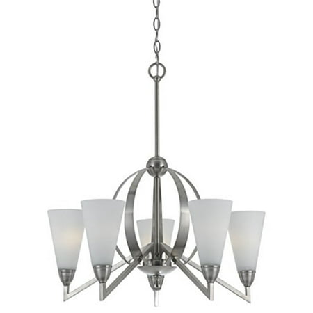 

Cal Lighting 26 Five Light Chandelier in Brushed Steel-Color:Brushed Steel Finish:Brushed Steel Material:Glass Shape:Round Style:Lifestyle Wattage:60WX5