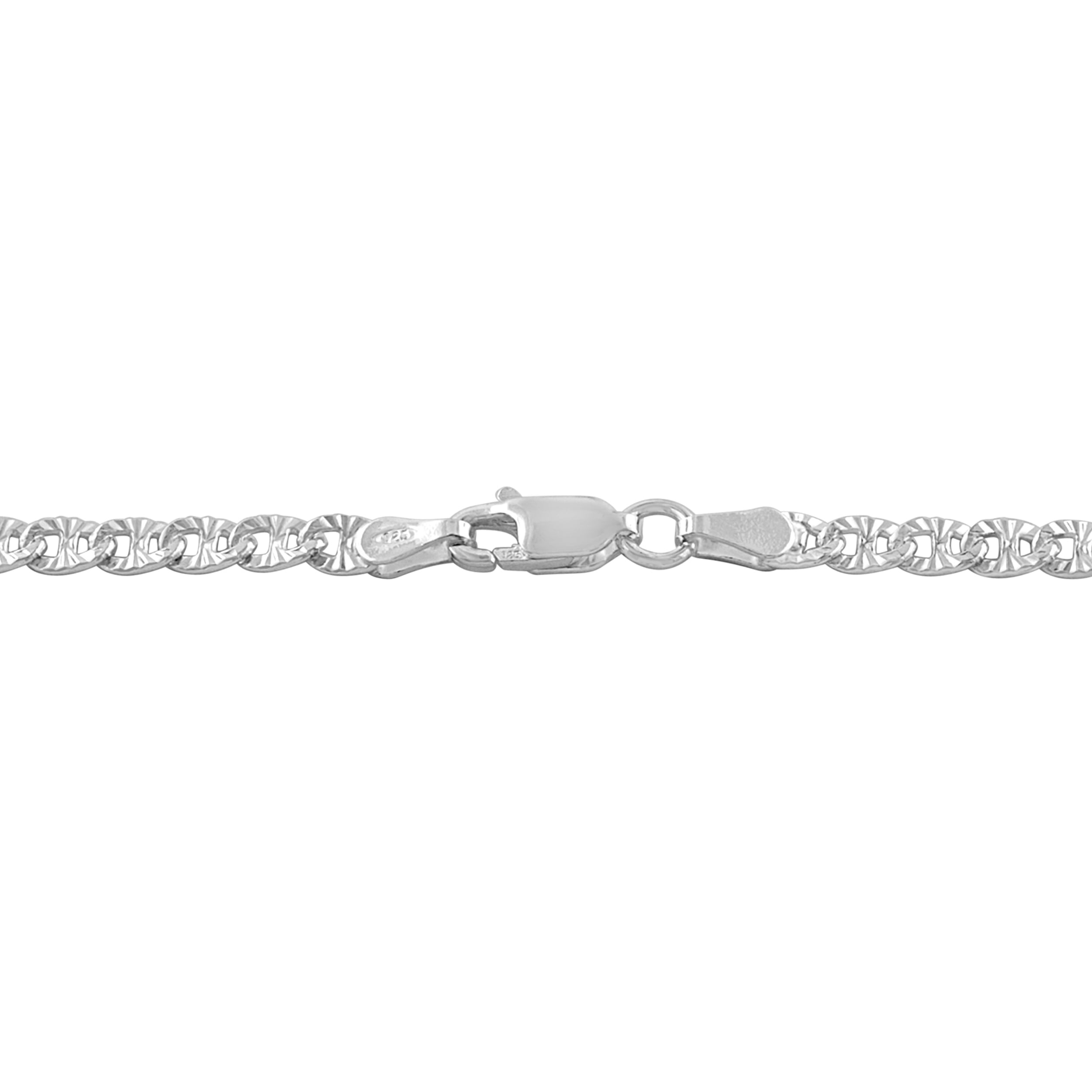 KoolJewelry Sterling Silver Diamond-cut 3.5 mm Mariner Anklet (10 inch)