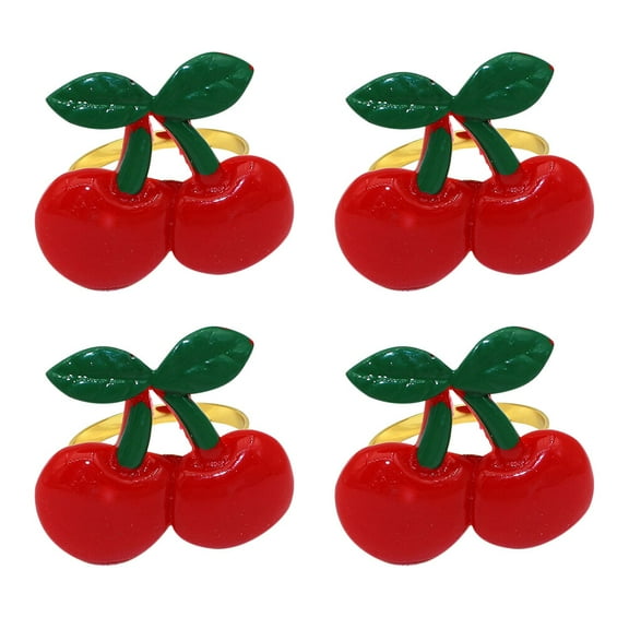 OHOIOLLA 4 Pcs Napkin Buckle Rings Red Cherry Shape For Party And Home Use