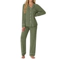thumbnail image 4 of MINTREUS Women's Pajama Sets Knit Long Sleeve Button Down Pjs Soft Sleepwear Lounge Sets with Pockets, 4 of 9