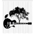 thumbnail image 3 of Ambesonne Guitar Shower Curtain, Bird on a Musical Instrument, 69"Wx75"L, Charcoal Grey and White, 3 of 3