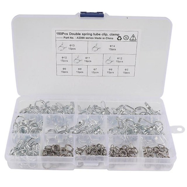 Tubo de resorte de dos cables/aceite combustible/tubo de agua/juego de abrazaderas 150 piezas 5-14