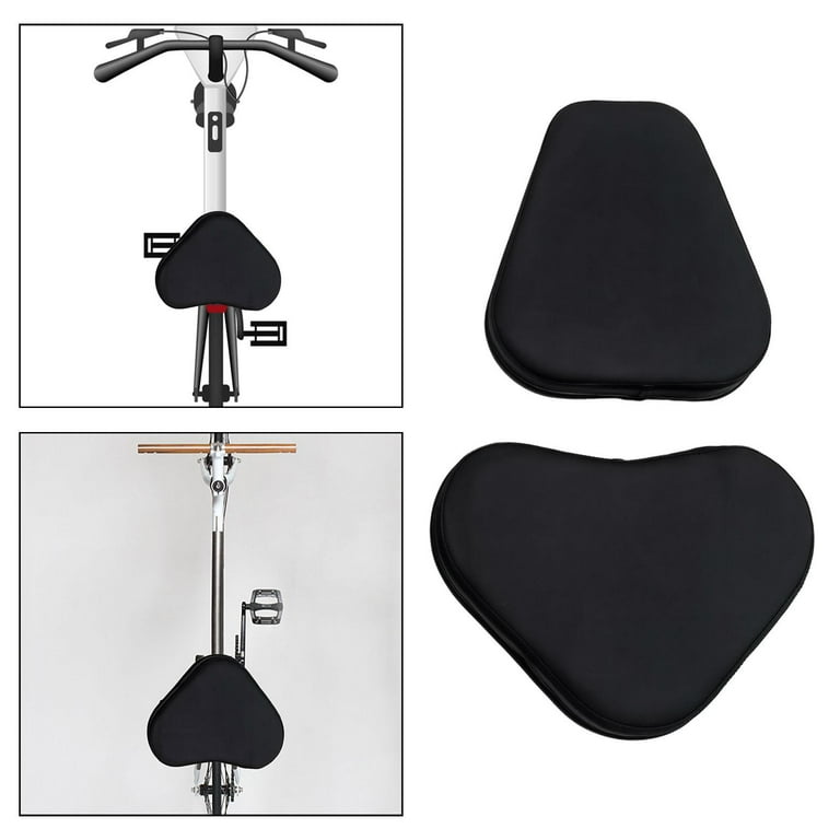 Bike Seat Cushion with Back Support Saddle Cover Exercise Bike Wide Padded Seat Cycling Riding Accessories for Unisex Recumbent Bikes Black 16cm 12cm