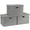 Gray1-Large -3 Pack, variant on Large Quart Collapsible Stackable Storage Bins With Lids 3 Packs Beige Linen Fabric Closet Boxes Cube Baskets Container Organizers For Bedroom Office(16.6 X 11.7 10.8)