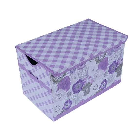 Bacati - Watercolor Flowers Nursery Kids Storage Items, Purple Gray