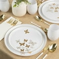 thumbnail image 2 of (60 PACK) EcoQuality 10.6" inch Round White Plastic Plates with Gold Butterfly Design - Disposable China Like Party Plates, Heavy Duty Dinner Charger Plates, Salad Plate, Dessert, Weddings, Serveware, 2 of 5