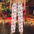 thumbnail image 2 of CONZONE Christmas Men's Pajamas Pants Xmas Santa Claus Graphic Pjs Pants for Men Wide Leg Elastic Waist Drawstring Soft Sleepwear Bottoms Cozy Fall Winter Homewear Loungewear, 2 of 4