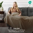 thumbnail image 4 of CBCHome Cozy Chenille Sherpa Twin Extra Long College Dorm Bed Blanket - Soft, Fluffy, Back to School Essentials for Girls Guys Teens (Light Brown, Twin/Twin XL 66"x90"), 4 of 8